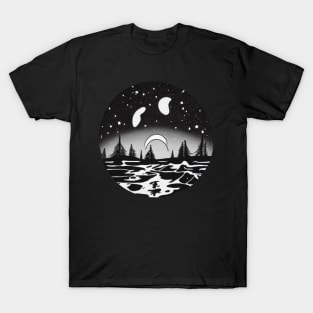 Retro Reverie: Unveiling the Majestic Timeless Mountain Under a Dark Sky T-Shirt